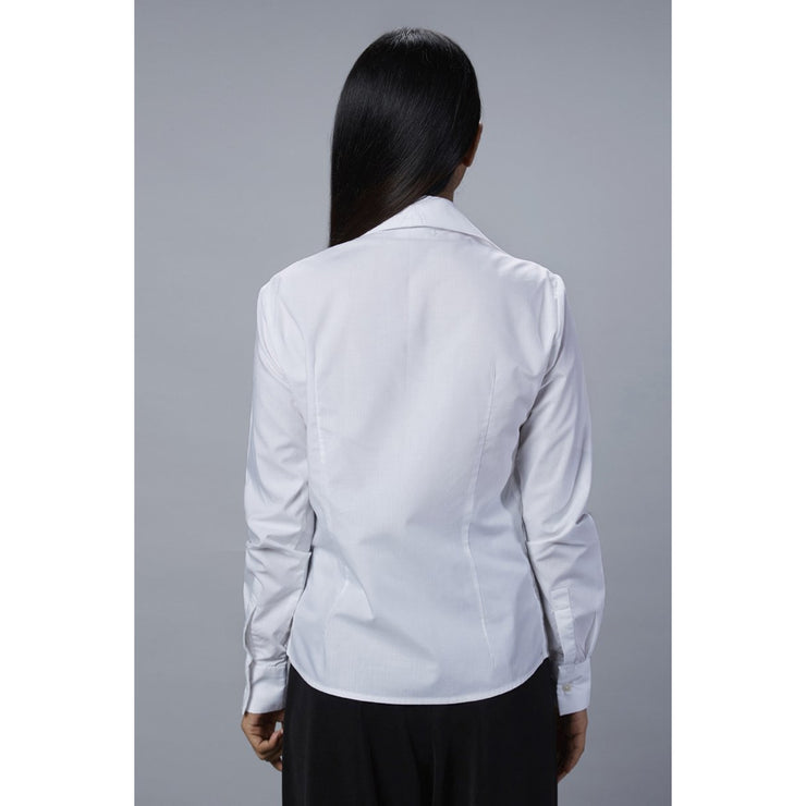 White Flip Collar Tux Shirt Back View 